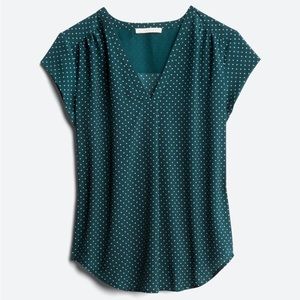 Monday Fun Green Polka Dot Blouse size M